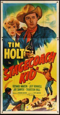 1d903 STAGECOACH KID 3sh '49 great art of cowboy Tim Holt, hold-up sets stage for murder!