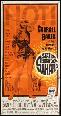 1d907 STATION SIX-SAHARA 3sh '64 super sexy Carroll Baker is alone with five men in the desert!