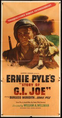 1d911 STORY OF G.I. JOE 3sh '45 William Wellman, art of Burgess Meredith as journalist Ernie Pyle!