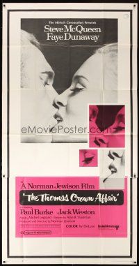 1d926 THOMAS CROWN AFFAIR 3sh '68 best kiss close up of Steve McQueen & sexy Faye Dunaway!