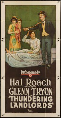 1d932 THUNDERING LANDLORDS 3sh '25 Hal Roach, stone litho of Tryon & family kicked out of home!
