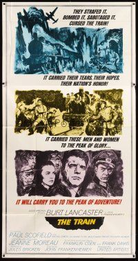 1d941 TRAIN 3sh '65 art of Burt Lancaster & Paul Scofield in WWII, directed by John Frankenheimer!