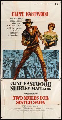 1d951 TWO MULES FOR SISTER SARA 3sh '70 art of gunslinger Clint Eastwood & Shirley MacLaine!