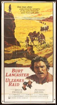 1d953 ULZANA'S RAID int'l 3sh '72 artwork of Burt Lancaster by Don Stivers, Robert Aldrich