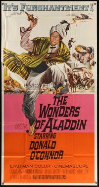 1d989 WONDERS OF ALADDIN 3sh '61 Mario Bava's Le Meraviglie di Aladino, art of Donald O'Connor!