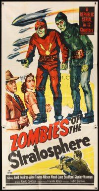 1d998 ZOMBIES OF THE STRATOSPHERE 3sh '52 Republic serial, great art of aliens with guns!