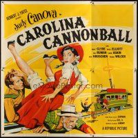 1d151 CAROLINA CANNONBALL 6sh '55 wacky art of Judy Canova on train tracks, sci-fi comedy!