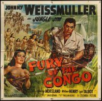 1d177 FURY OF THE CONGO 6sh '51 great art of Johnny Weissmuller as Jungle Jim & native women!