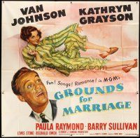 1d180 GROUNDS FOR MARRIAGE 6sh '51 cool art of Van Johnson & pretty opera singer Kathryn Grayson!