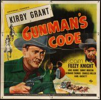 1d181 GUNMAN'S CODE 6sh '46 close up of cowboy Kirby Grant with smoking gun, Fuzzy Knight