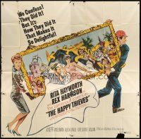 1d183 HAPPY THIEVES 6sh '62 cool artwork of Rita Hayworth & Rex Harrison carrying painting!