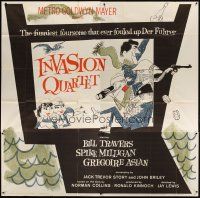 1d191 INVASION QUARTET 6sh '61 art of screwball military men Bill Travers & Spike Milligan!