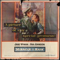 1d217 MIRACLE IN THE RAIN 6sh '56 great romantic art of Jane Wyman & Van Johnson!