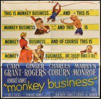 1d218 MONKEY BUSINESS 6sh '52 Cary Grant, Ginger Rogers, sexy Marilyn Monroe, Charles Coburn