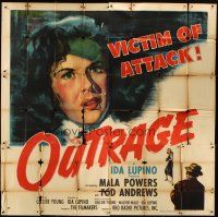 1d230 OUTRAGE style A 6sh '50 directed by Ida Lupino, pretty Mala Powers is the victim of an attack!