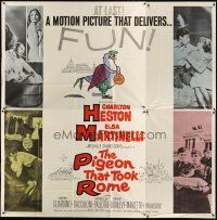1d233 PIGEON THAT TOOK ROME 6sh '62 great images of Charlton Heston & sexy Elsa Martinelli!