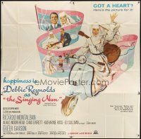 1d253 SINGING NUN 6sh '66 great artwork of Debbie Reynolds with guitar riding Vespa!