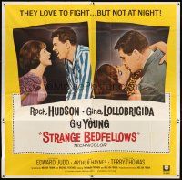 1d258 STRANGE BEDFELLOWS 6sh '65 Gina Lollobrigida & Rock Hudson love to fight, but not at night!
