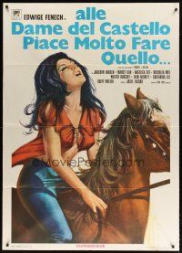 1d297 BRAZEN WOMEN OF BALZAC Italian 1p '72 close up art of sexy Edwidge Fenech riding horse!