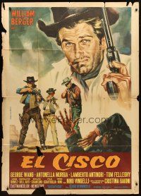 1d303 CISCO Italian 1p '67 Piovano spaghetti western art of cowboys about to shoot guy on ground!