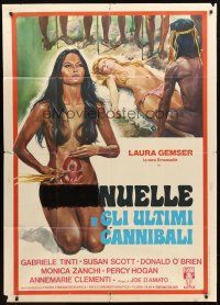 1d318 EMANUELLE & THE LAST CANNIBALS Italian 1p '77 Joe D'Amato, sexy art of naked Laura Gemser!