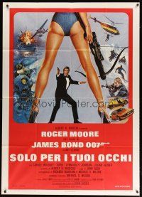 1d324 FOR YOUR EYES ONLY Italian 1p '81 Roger Moore as James Bond 007, art by Brian Bysouth!