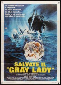 1d330 GRAY LADY DOWN Italian 1p '78 Charlton Heston, David Carradine, cool submarine artwork!