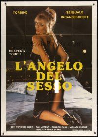 1d333 HEAVEN'S TOUCH Italian 1p '84 full-length sexy Veronica Hart removing her little black dress