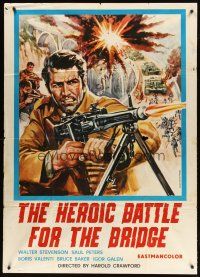 1d336 HEROIC BATTLE FOR THE BRIDGE English/Italian 1p '69 cool artwork of WWII battle by Piovano!