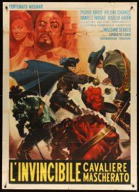 1d347 INVINCIBLE MASKED RIDER Italian 1p '63 Umberto Lenzi, cool Casaro art of Zorro-like hero!