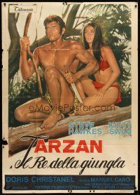 1d351 KING OF THE JUNGLE Italian 1p '70 Steve Hawkes as Tarzan, screenplay by Umberto Lenzi!