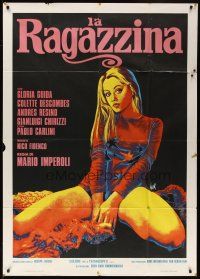 1d360 LA RAGAZZINA Italian 1p '74 full-length artwork of sexy Gloria Guida by Aller!