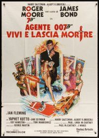 1d370 LIVE & LET DIE Italian 1p '73 art of Roger Moore as James Bond by Robert McGinnis!