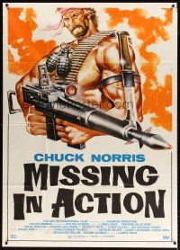 1d383 MISSING IN ACTION 2 Italian 1p '85 different art of action hero Chuck Norris by Symeoni!