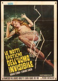 1d412 SECRET LOVE LIFE OF THE INVISIBLE MAN Italian 1p '71 Casaro art of sexy naked girl attacked!