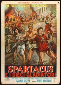 1d420 SPARTACUS & THE TEN GLADIATORS Italian 1p '64 art of Dan Vadis & his men attacking by Mos!
