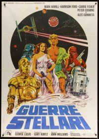 1d423 STAR WARS Italian 1p '77 George Lucas classic sci-fi epic, cool different art by Papuzza!
