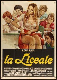 1d432 TEASERS Italian 1p '75 La Liceale, Casaro art of teen boys staring at sexy Gloria Guida!