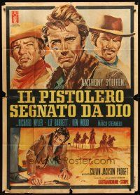 1d440 TWO PISTOLS & A COWARD Italian 1p '68 Il Pistolero segnato da Dio, spaghetti western art!