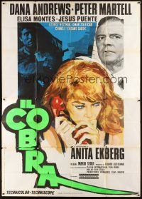 1d019 COBRA style B Italian 2p '67 art of Dana Andrews, Peter Martell & sexy Anita Ekberg!