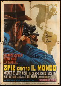 1d055 KILLER'S CARNIVAL Italian 2p '66 different art of Stewart Granger aiming rifle at man on map!