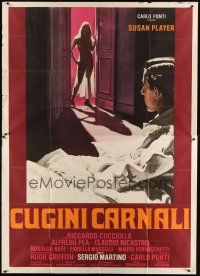 1d066 LOVING COUSINS Italian 2p '74 Sergio Martino's Cugini Carnali, great sexy artwork!