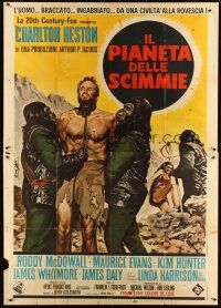 1d001 PLANET OF THE APES Italian 2p '68 art of Charlton Heston by Enzo Nistri, ultra rare!