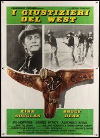 1d083 POSSE Italian 2p '75 cowboy Kirk Douglas, cool different gunbelt art by Aller!