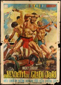 1d088 REVENGE OF THE GLADIATORS Italian 2p '64 cool Ciriello art of Mickey Hargitay & gladiators!