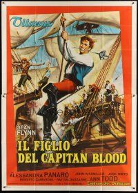 1d100 SON OF CAPTAIN BLOOD Italian 2p '62 different full-length art of pirate Sean Flynn on ship!