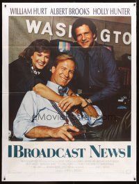 1e444 BROADCAST NEWS French 1p '87 c/u of news team William Hurt, Holly Hunter & Albert Brooks!