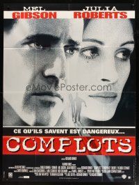1e465 CONSPIRACY THEORY French 1p '97 super close up of Mel Gibson & pretty Julia Roberts!