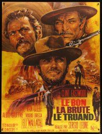 1e511 GOOD, THE BAD & THE UGLY French 1p R70s Clint Eastwood, Van Cleef, Leone, art by Jean Mascii