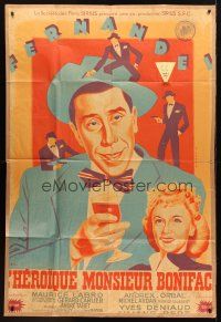 1e521 HEROIC MR. BONIFACE French 1p '49 cool artwork of Fernandel with drink by Pigeot!